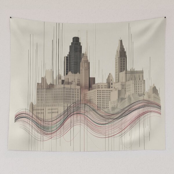 Item preview, Heartbeat of the City | Detroit's Skyline in Pulse Lines designed and sold by FairX.