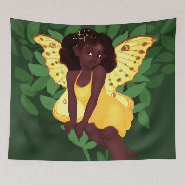Item preview, Black Fairy With Yellow Butterfly (Pharoah Moth) Wings designed and sold by Patricia Grannum.
