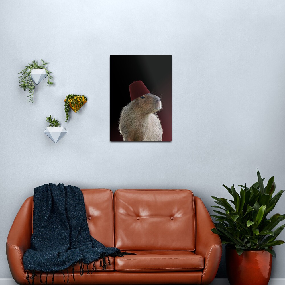 Capybara in a Fez Metal Print
