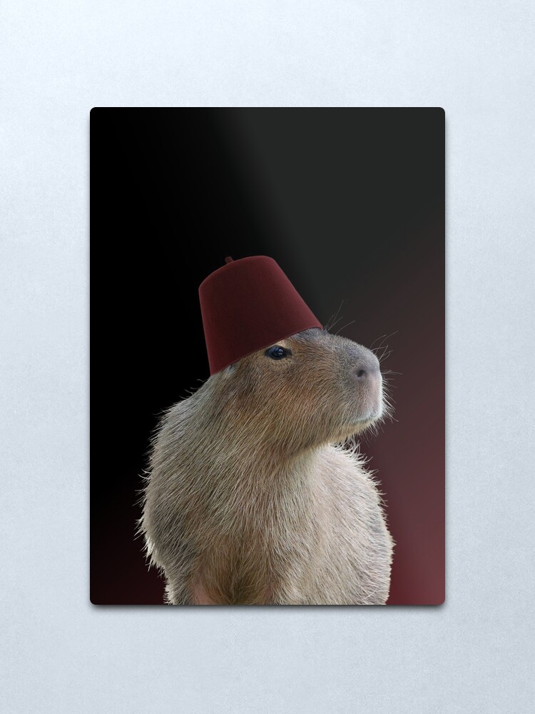 Alternate view of Capybara in a Fez Metal Print
