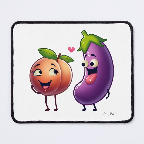 Item preview, Emoji lovers - eggplant/aubergine and peach characters designed and sold by jimmy-digital.