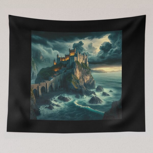 Item preview, Ancient Castle Seascape Art designed and sold by BestArtByArvind.