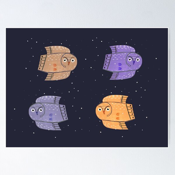 Item preview, Four winter owls in the snowy sky designed and sold by KOUZZA.