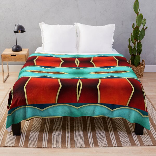 Artikelvorschau, Royal Red Gold Aquamarin Boho Geometrisches Muster V entworfen und verkauft von © Maya Lavda || wocado.