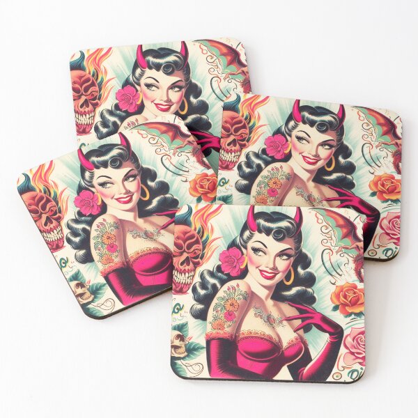 Item preview, Vintage Devilish Pin Up designed and sold by PulpVintage.