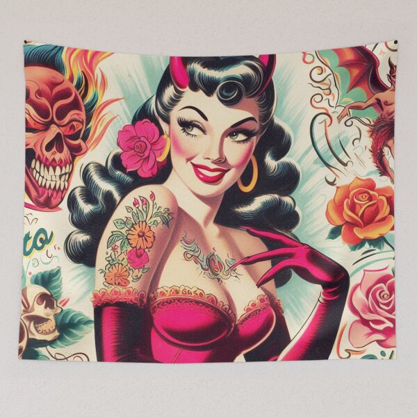 Item preview, Vintage Devilish Pin Up designed and sold by PulpVintage.