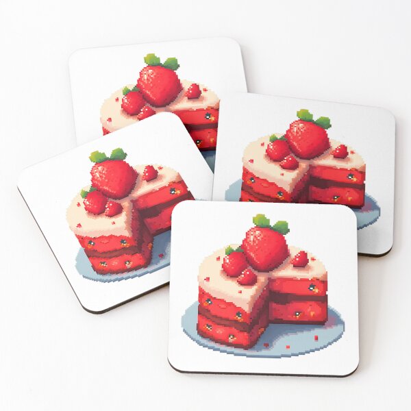 Item preview, Bright red Strawberry fruit cake- Pixel art designed and sold by octoboobs.