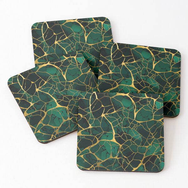 Item preview, Green and Gold Kintsugi Design - Emerald and Malachite designed and sold by MyThirdFavorite.