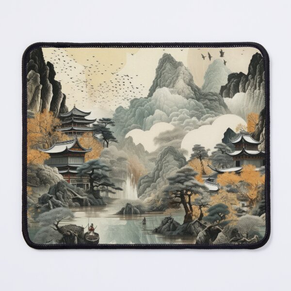Item preview, Tranquil Realms: Ancient Pagodas and Autumn Reflections designed and sold by EtherealEchoes.