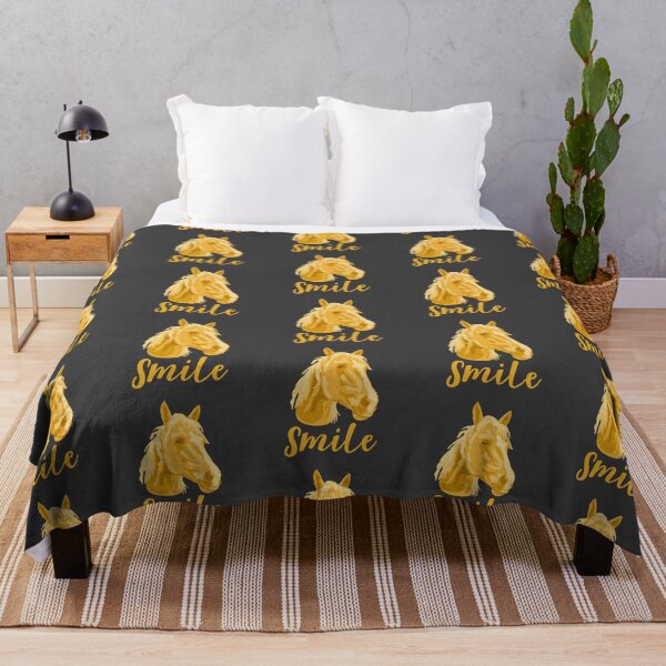 Item preview, Golden Yellow Horse Joyful Smile Dark Background designed and sold by DuFauna.