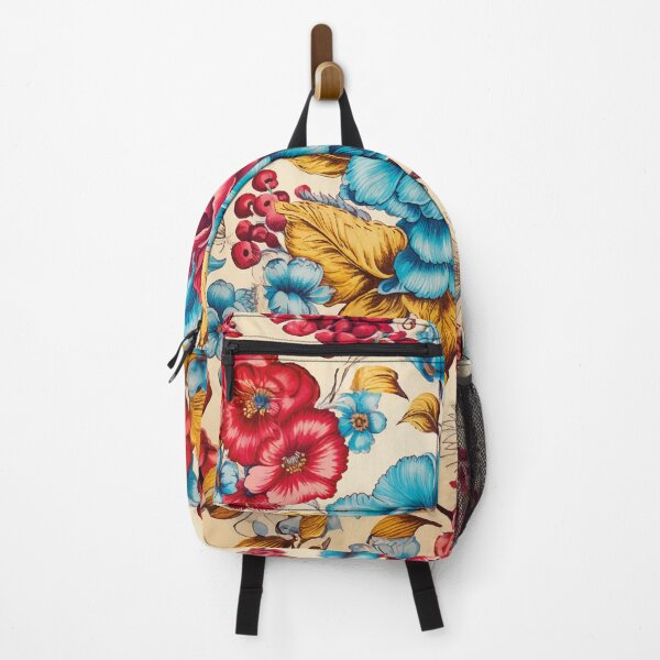 Item preview, Retro Floral Burst: Blue and Red Harmony designed and sold by octoartopus.