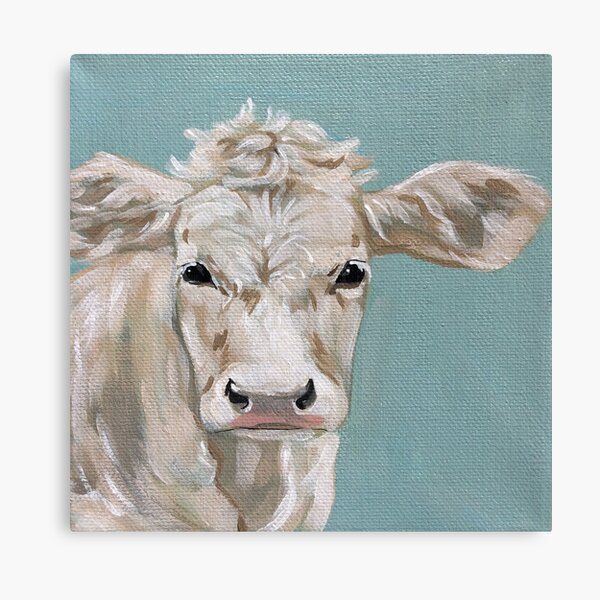 White Cow Painting Canvas Print