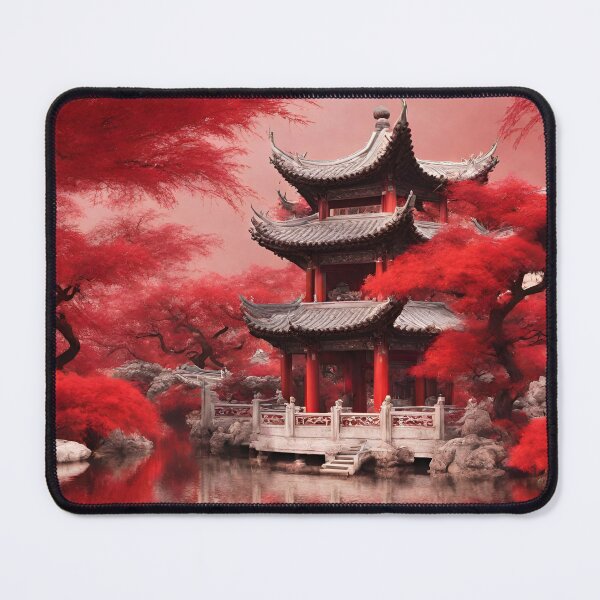 Item preview, Red ancient Chinese temple garden designed and sold by VonLogaart.