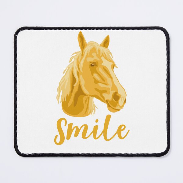 Item preview, Golden Yellow Horse Joyful Smile White Background designed and sold by DuFauna.