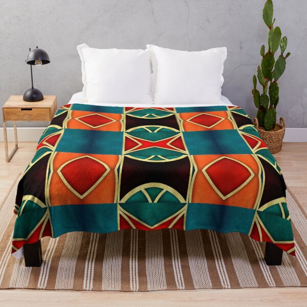 Artikelvorschau, Königliches rotes, goldfarbenes, blaugrünes, geometrisches Boho-Muster XII entworfen und verkauft von © Maya Lavda || wocado.