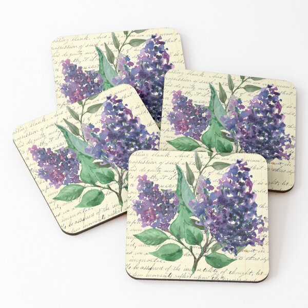 Item preview, Purple Flowers on Vintage Book Journal Page designed and sold by missdebi27.