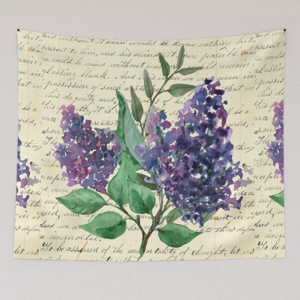 Item preview, Purple Flowers on Vintage Book Journal Page designed and sold by missdebi27.