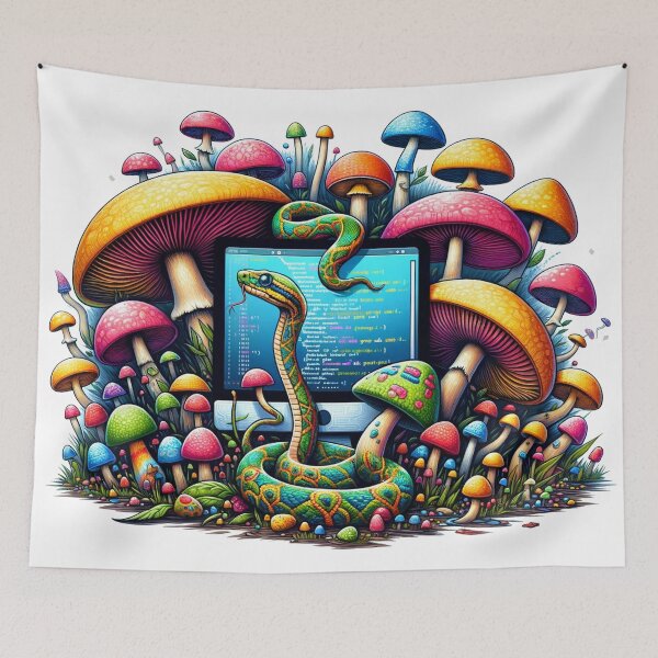 Item preview, Enchanted Code: Python is my Mushrooms designed and sold by TuringTacoTales.
