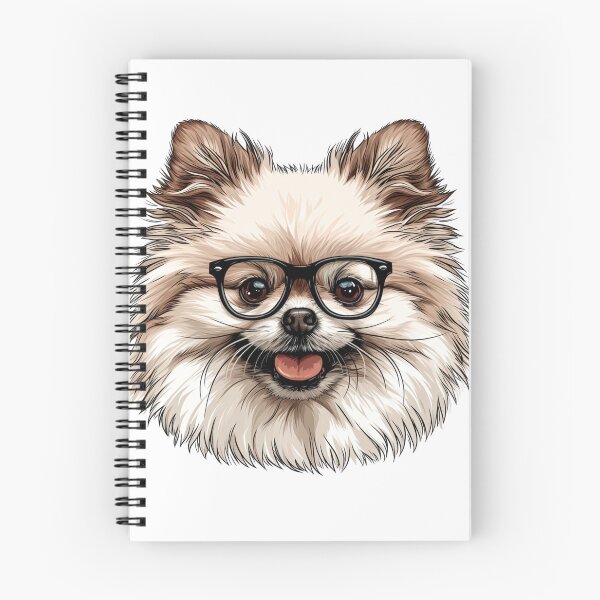 Item preview, Cartoon Pomeranian Dog Fluffy Light Brown White Fur Black-Framed Glasses Cute Intelligent Inquisitive Expression Illustration designed and sold by PrintsByVickson.