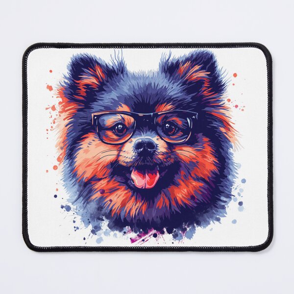 Item preview, Cartoon Pomeranian Dog Fluffy Light Brown White Fur Black Framed Glasses Cute Intelligent Inquisitive Expression Illustration designed and sold by PrintsByVickson.