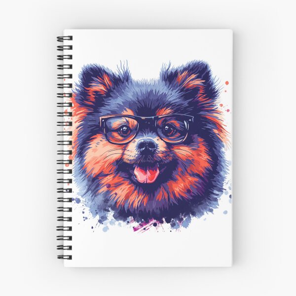 Item preview, Cartoon Pomeranian Dog Fluffy Light Brown White Fur Black Framed Glasses Cute Intelligent Inquisitive Expression Illustration designed and sold by PrintsByVickson.