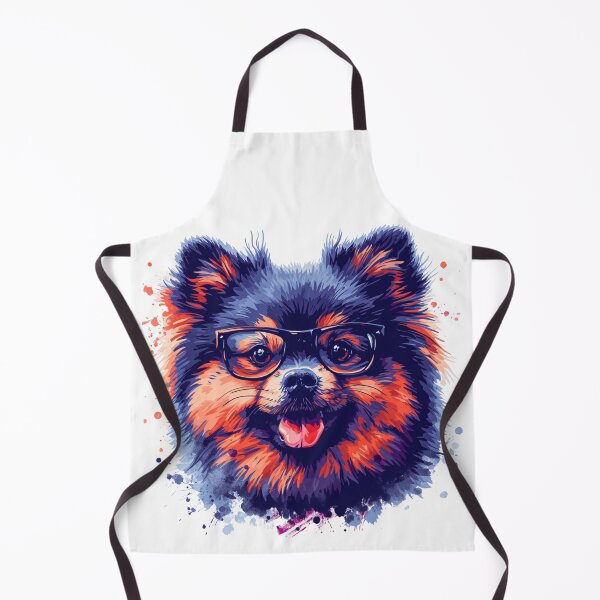 Item preview, Cartoon Pomeranian Dog Fluffy Light Brown White Fur Black Framed Glasses Cute Intelligent Inquisitive Expression Illustration designed and sold by PrintsByVickson.