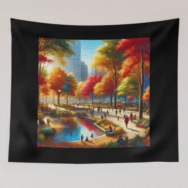 Item preview, Lively Urban Park Autumn Art designed and sold by BestArtByArvind.