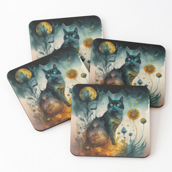 Item preview, Celestial Cats: Minimalist Alcohol Ink Illustration designed and sold by MarinaFila.