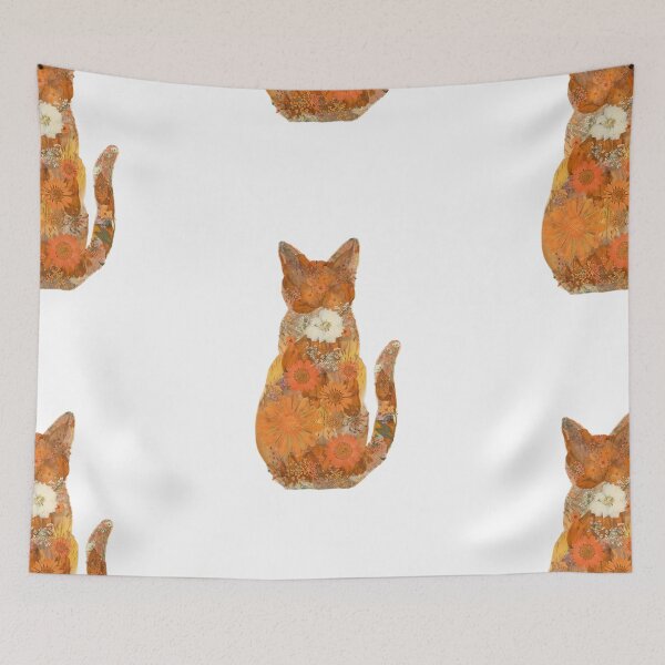 Item preview, Orange Cat - Pressed Flower Art designed and sold by suebarell.