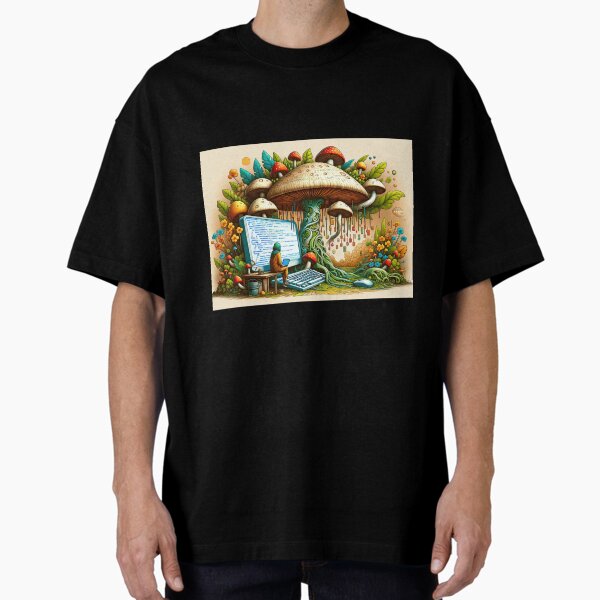 Enchanted Code: The Mycological Matrix of Python Oversized T-Shirt