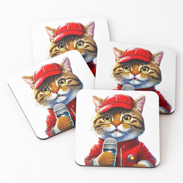 Item preview, cat rapper with a microphone designed and sold by Pandrju.