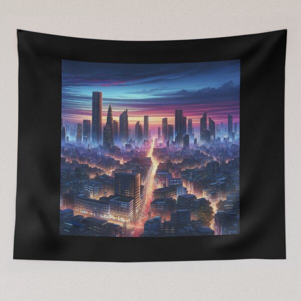 Item preview, Bustling Cityscape Dusk Art designed and sold by BestArtByArvind.