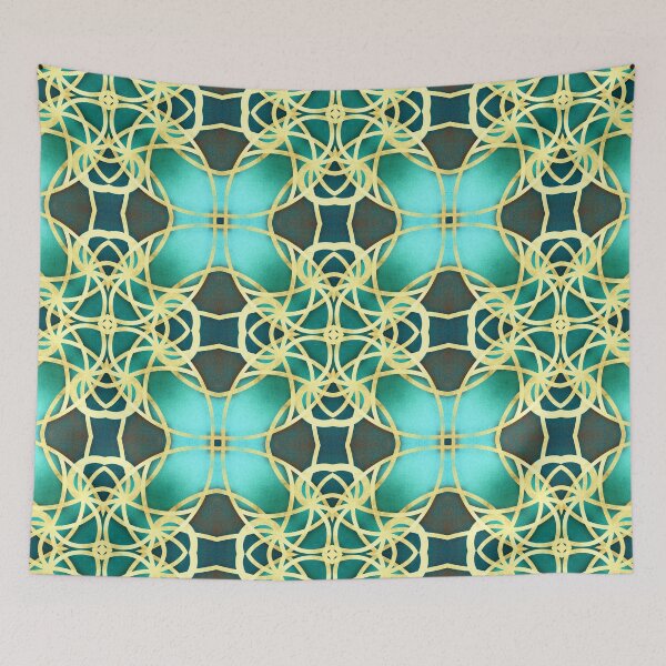 Item preview, Gold Teal Boho Geometric Pattern III designed and sold by © Maya Lavda || wocado.