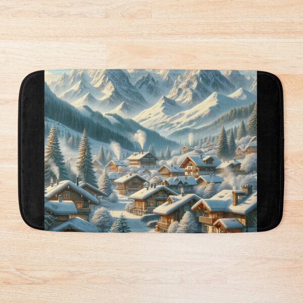 Item preview, Picturesque Mountain Village Winter Art designed and sold by BestArtByArvind.