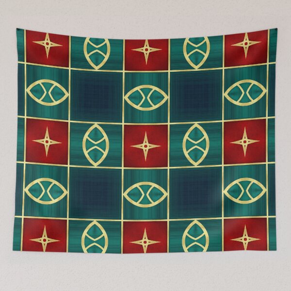 Item preview, Royal Red  Gold Teal Boho Geometric Pattern XVIII designed and sold by © Maya Lavda || wocado.