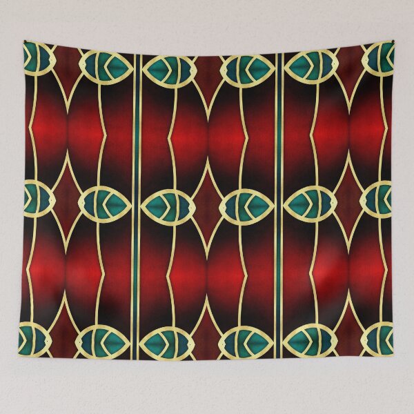 Item preview, Royal Red  Gold Teal Boho Geometric Pattern XIX designed and sold by © Maya Lavda || wocado.