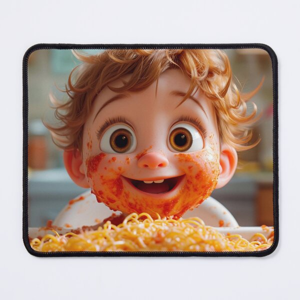 Item preview, A messy, adorable cartoon baby with her head covered in spaghetti designed and sold by Emre Karaarslan.