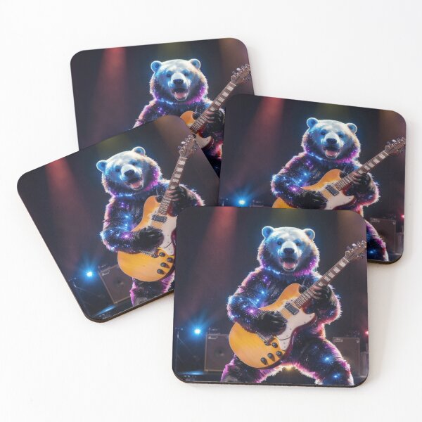Item preview, Panda bear play electric guitar rock concert stage wild mane - Animals Art Collection designed and sold by SpektroDesign.