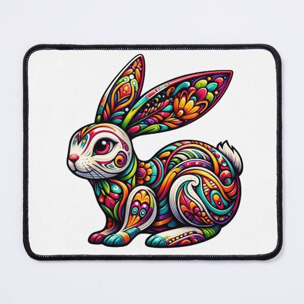 Item preview, Alibrije Style Bunny Rabbit with a kaleidoscope of colors and complex motifs designed and sold by TheScruffyGoose.