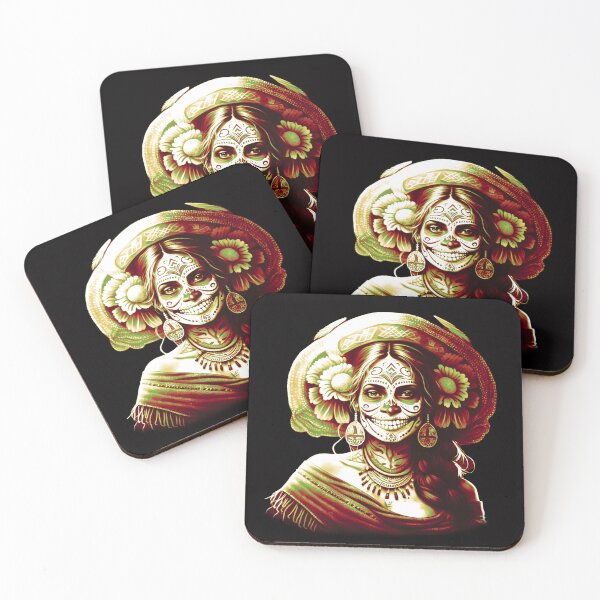 Item preview, Floral Mexican Beauty Day of the Dead Dia De Muertos Woman  designed and sold by DrawHandArt.