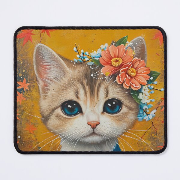 Item preview, cute Maiko cat in kimono, Japanese kawaii art illustration designed and sold by WallyPink.