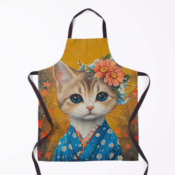 Item preview, cute Maiko cat in kimono, Japanese kawaii art illustration designed and sold by WallyPink.