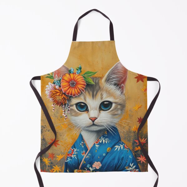 Item preview, cute Maiko cat in kimono, Japanese kawaii art illustration designed and sold by WallyPink.