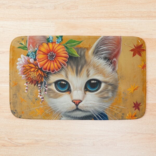 Item preview, cute Maiko cat in kimono, Japanese kawaii art illustration designed and sold by WallyPink.