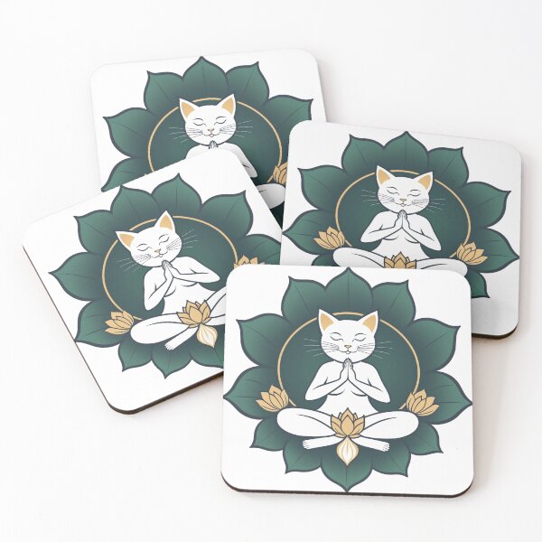Item preview, Yoga Cat in Green Lotus Logo designed and sold by Simplybe1.