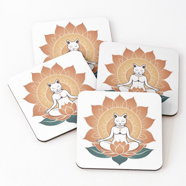 Item preview, Yoga Cat in Orange Lotus Logo designed and sold by Simplybe1.