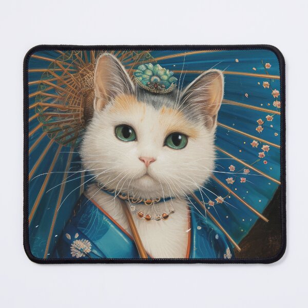 Item preview, cute Maiko cat in kimono, Japanese kawaii art illustration designed and sold by WallyPink.