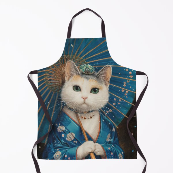 Item preview, cute Maiko cat in kimono, Japanese kawaii art illustration designed and sold by WallyPink.