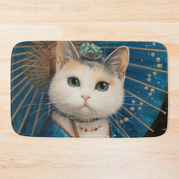 Item preview, cute Maiko cat in kimono, Japanese kawaii art illustration designed and sold by WallyPink.