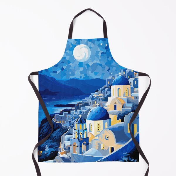 Item preview, Blue Santorini Greece Night City Illustration Art designed and sold by LVTFCOarts.